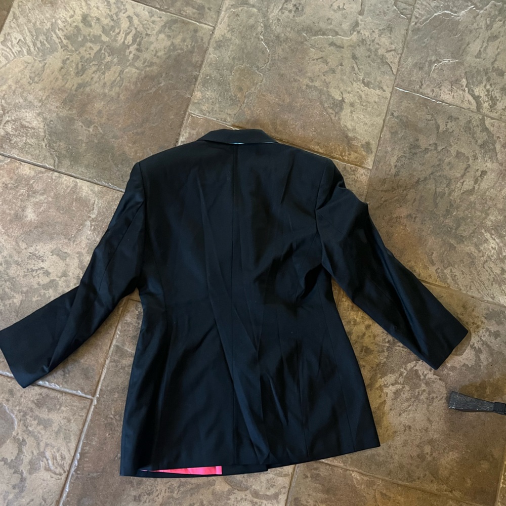 Escada 80’s Black Italian wool Blazer -neon piping trim & gold buttons - Picture 4 of 4